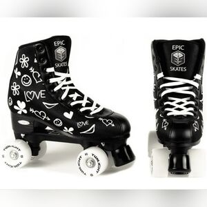 Epic Skates Womens Luv Quad US sz 7 Black/White Light Up Wheels